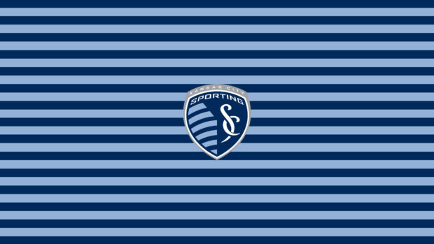Kansas City Sporting logo with blue stripes pattern and Mls design