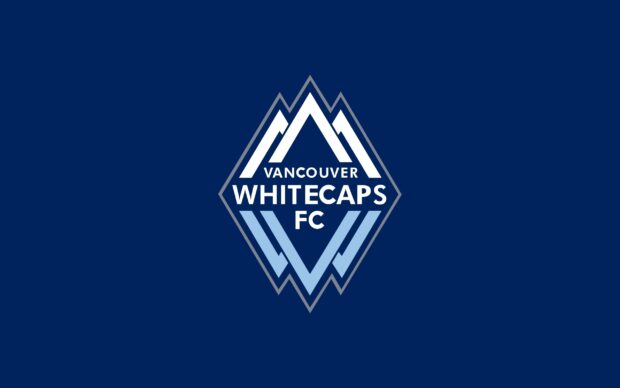 Vancouver Whitecaps emblem in blue and white colors on dark blue background