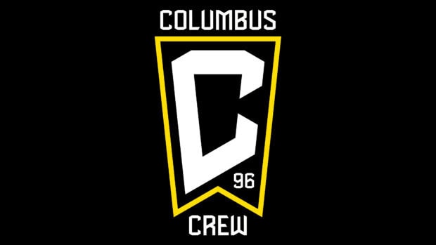 Columbus Crew logo with number 96 on a black and yellow banner