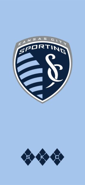 Sporting logo with Kansas City and SKC letters on blue background