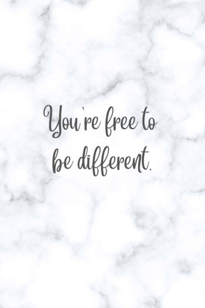 You are free to be different quote on marble texture background