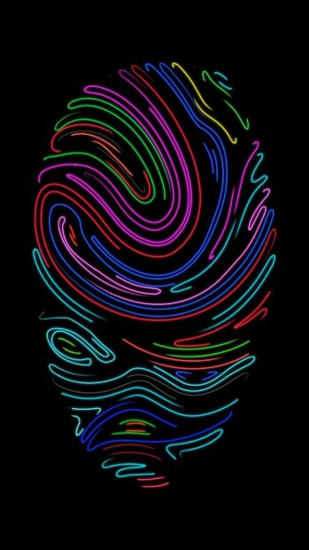 Colorful neon abstract swirl design with vibrant lines on black background