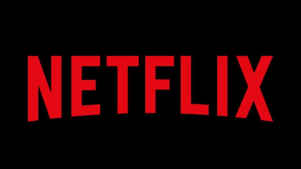Red Netflix text on a black background with a curved style logo