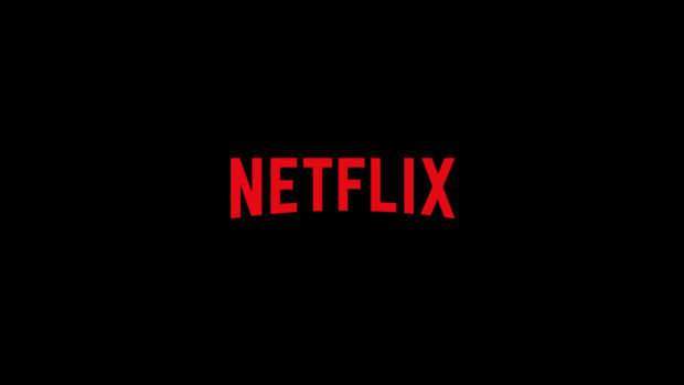 Netflix logo in bold red letters on black background in high quality 4K