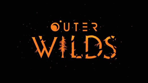 Outer Wilds logo with stylized orange text on a black background in high definition