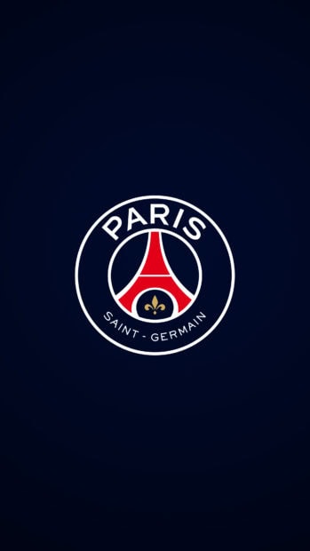 The Paris Saint Germain logo in red and white on a dark blue background