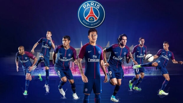 Paris Saint Germain players lineup in home kit displaying skill and teamwork