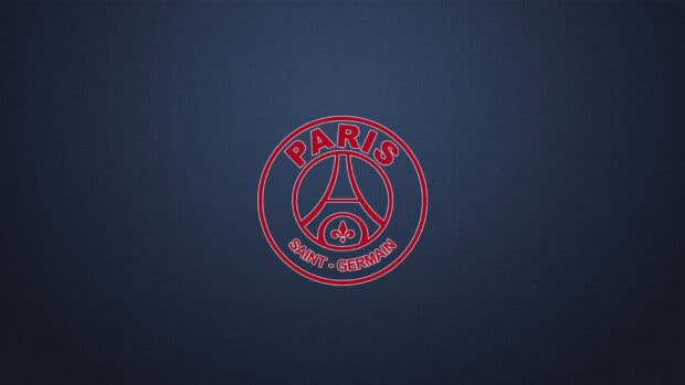 Paris Saint Germain logo emblem showcased on navy blue textured background