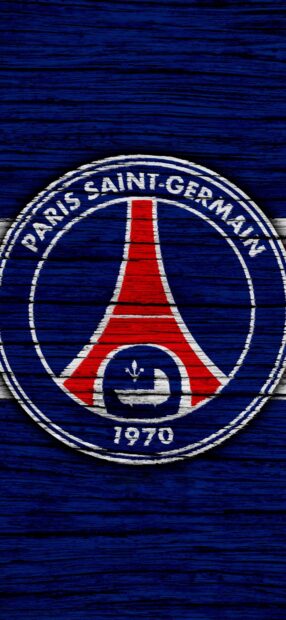 Paris Saint Germain logo painted on wooden background in high definition