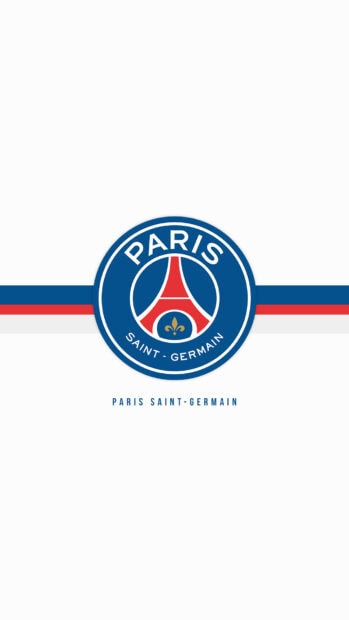 The Paris Saint Germain logo in blue red and white colors on a clean white background