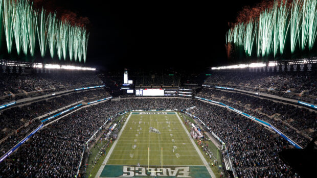 Philadelphia stadium full of fans during a football game in Pennsylvania
