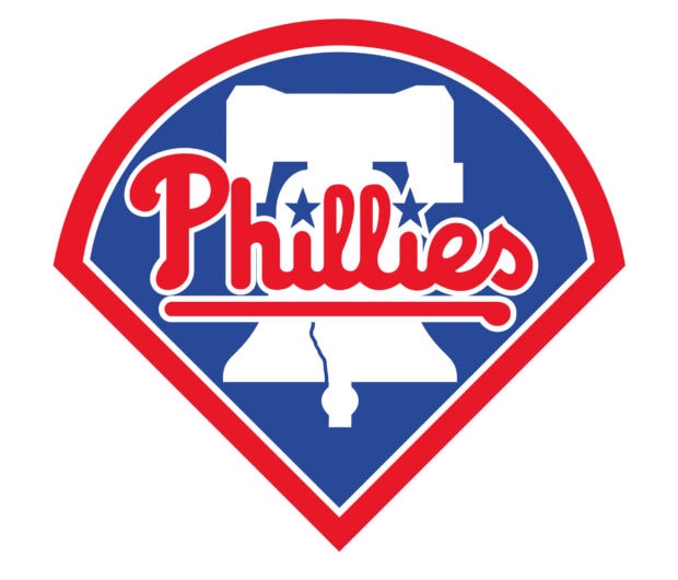 The Philadelphia Phillies logo with a blue background and red border featuring the Liberty Bell and the team name Phillies