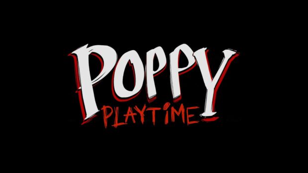 The Poppy Playtime logo text on a black background showcasing the game title in stylized letters