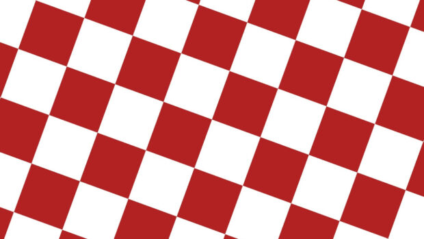 Red checked pattern with alternating red and white squares on a diagonal grid