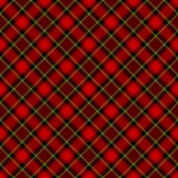 Red checked pattern with green and brown lines forming a symmetrical grid design