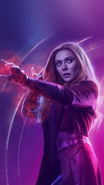 Scarlet Witch character casting a spell with glowing red energy around her hands