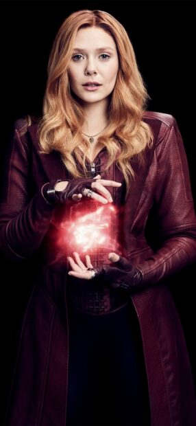 Scarlet Witch casting magic with glowing red energy in her hands