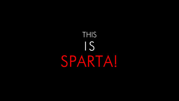 Text saying this is Sparta with emphasis on Sparta in red letters