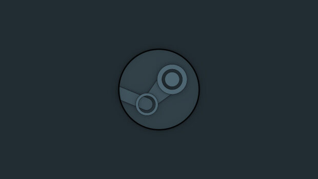 Steam icon symbol in dark blue style on a desktop wallpaper
