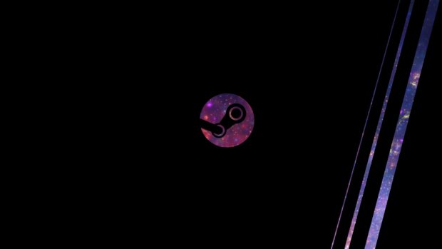 Steam logo with galaxy design on black background
