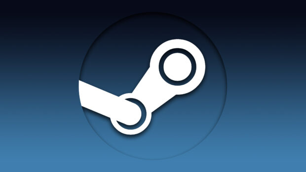 Steam logo symbol on a blue gradient background with circular design