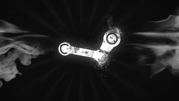 A high quality Steam logo with smoke effect on black background