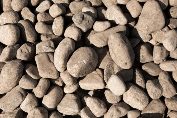 Close up of natural stone rocks in various shapes and sizes