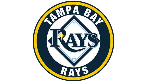 The Tampa Bay Rays logo with a baseball diamond in the background and a shining star on the R letter