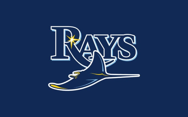 The Tampa Bay Rays logo with a stylized ray on a dark blue background
