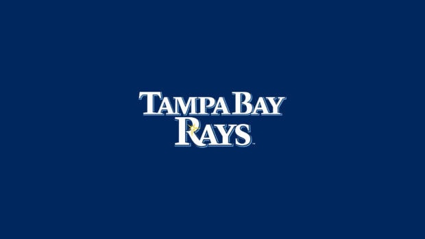 Tampa Bay Rays logo on a blue background representing the baseball team Tampa Bay Rays