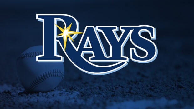 Tampa Bay Rays logo with baseball on dirt field in high definition quality