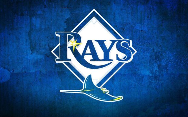 The Rays logo with a stingray on a textured blue background representing Tampa Bay Rays