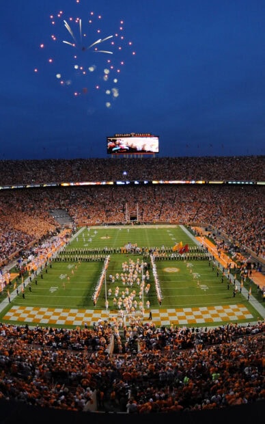 Fireworks light up the sky over Tennessee football at Neyland Stadium
