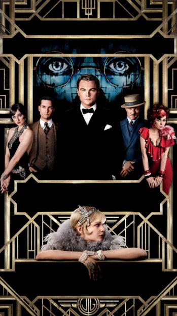 The Great Gatsby characters posing in vintage fashion and glamorous setting