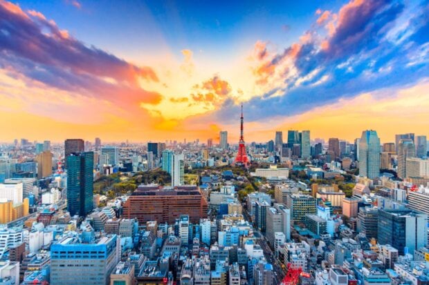 Beautiful Tokyo cityscape at sunset with Tokyo Tower in Japan skyline