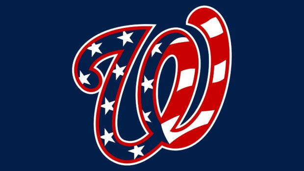 Washington Nationals logo with American flag stars and stripes on dark blue background
