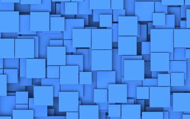 Blue abstract shape pattern with overlapping squares and geometric shapes