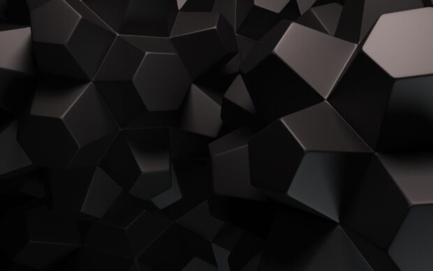 Dark abstract shape with geometric polygonal patterns in three dimensional style