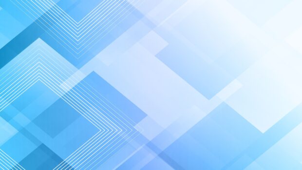 Blue abstract shape design with layered squares and diagonal lines in various shades of blue