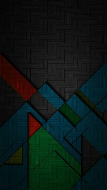 Dark woven pattern with abstract shape and vibrant color blocks