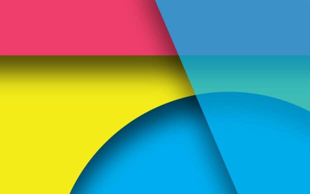 Colorful abstract shape composition with geometric elements in bright tones