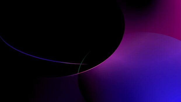 Dark abstract shape with purple and blue gradient curves and lines