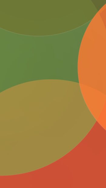 Overlapping abstract shape composition with green and orange tones