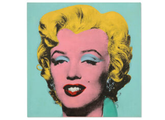 The iconic Marilyn Monroe portrait with yellow hair and pink face by Andy Warhol