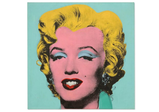The iconic Marilyn Monroe portrait with yellow hair and pink face by Andy Warhol
