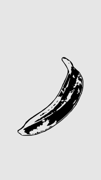 A black and white Andy Warhol banana art on a light gray background