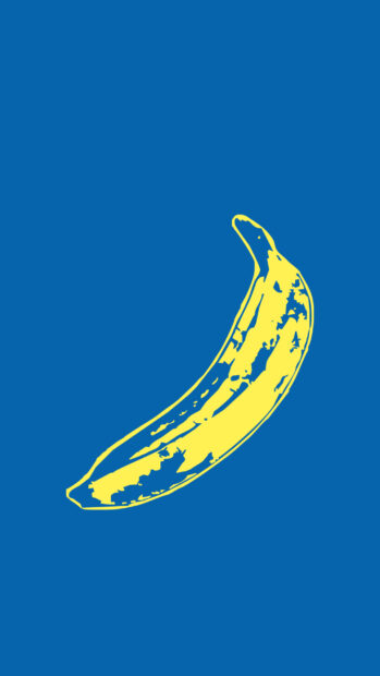 Yellow banana artwork inspired by Andy Warhol on a solid blue background
