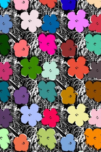 Colorful pop art style flowers inspired by Andy Warhol art style