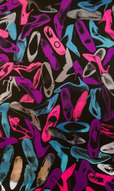 Colorful high heel shoes pattern inspired by Andy Warhol style