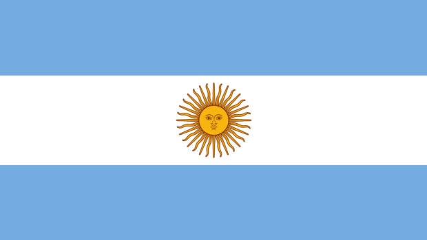 The Argentina flag with the sun emblem displayed on a high quality 4k design